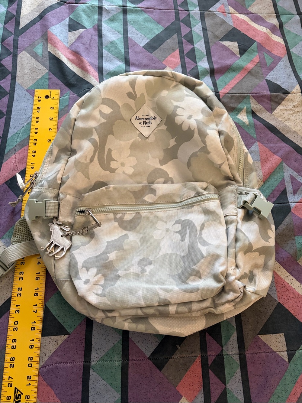 Abercrombie & Fitch Kids Light Gray Floral Print Backpack